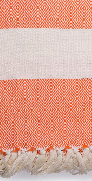 Venice Orange Turkish Towel 100 Percent Cotton 40 Inch by 70 Inch Quick Dry Sand Resistant Eco Friendly Beach Bath Blanket - Love Salve
